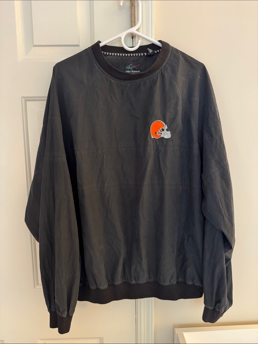 Men's Black Greg Norman Pullover Sweatshirt Browns Logo